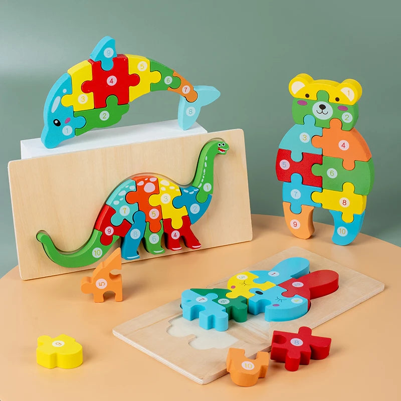 Montessori Wooden Dinosaur Puzzle for Toddlers – Kids Toy for Ages 2, 3 & 4