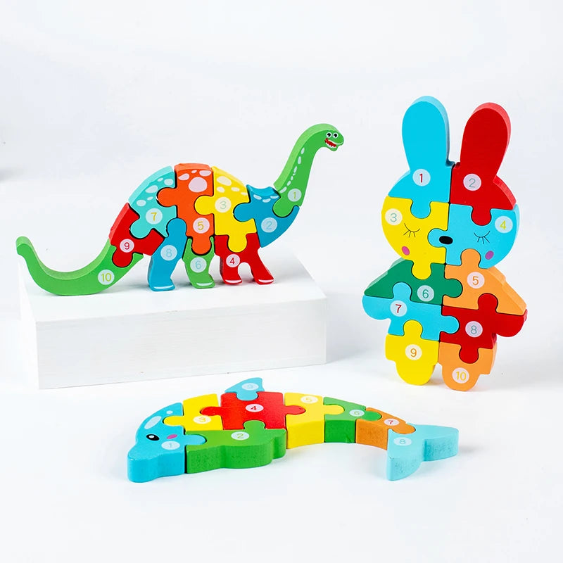 Montessori Wooden Dinosaur Puzzle for Toddlers – Kids Toy for Ages 2, 3 & 4