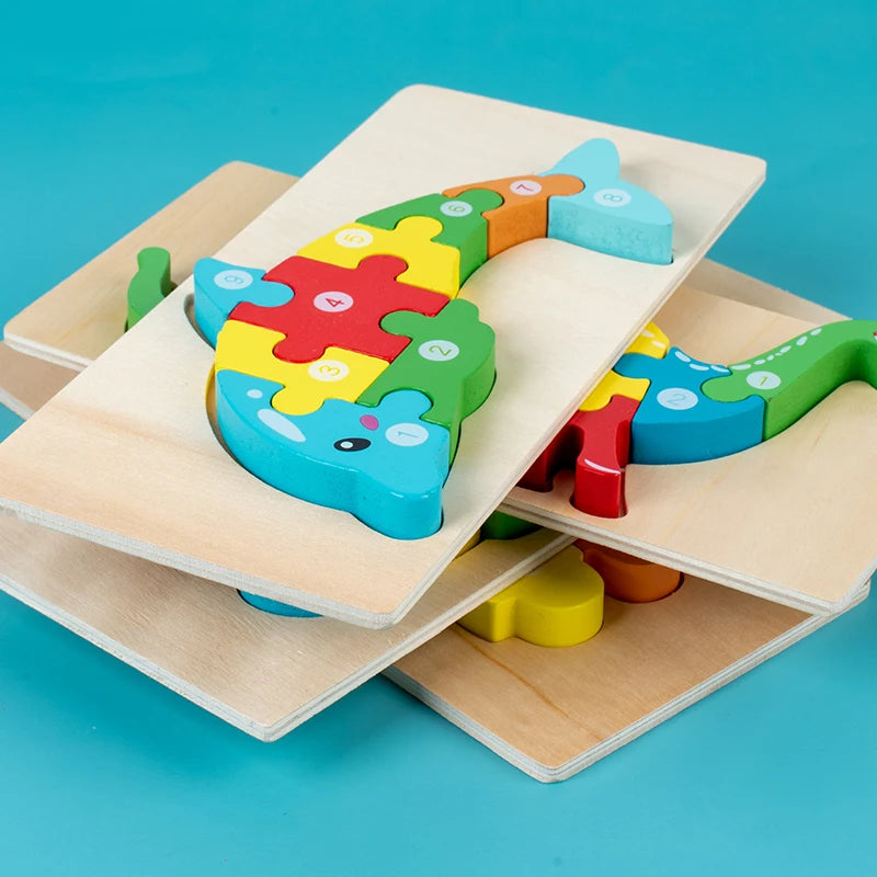 Montessori Wooden Dinosaur Puzzle for Toddlers – Kids Toy for Ages 2, 3 & 4