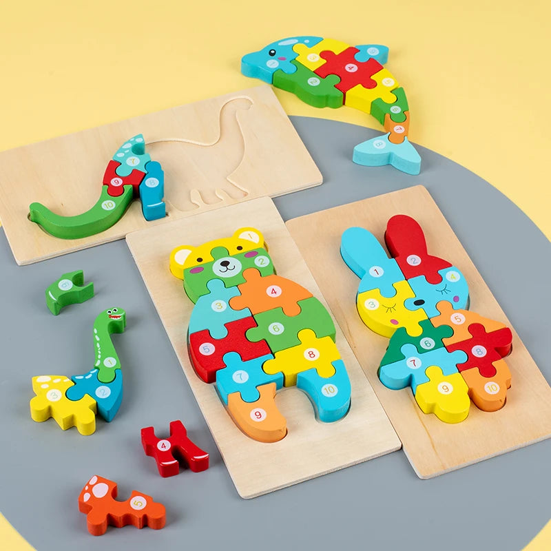 Montessori Wooden Dinosaur Puzzle for Toddlers – Kids Toy for Ages 2, 3 & 4