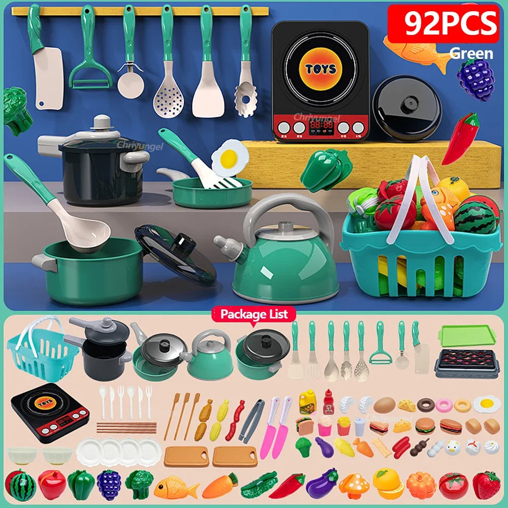 Kids Kitchen Toys Set 59/69/92 PCS | Pretend Cooking Playset for Toddlers