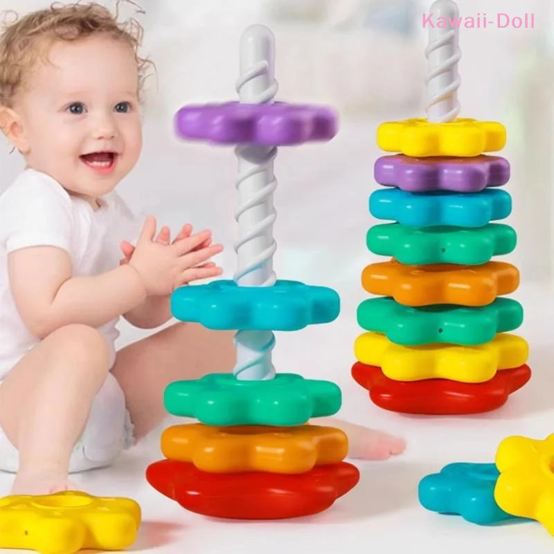 Montessori Rainbow Stacking Tower – Baby & Toddler Toy