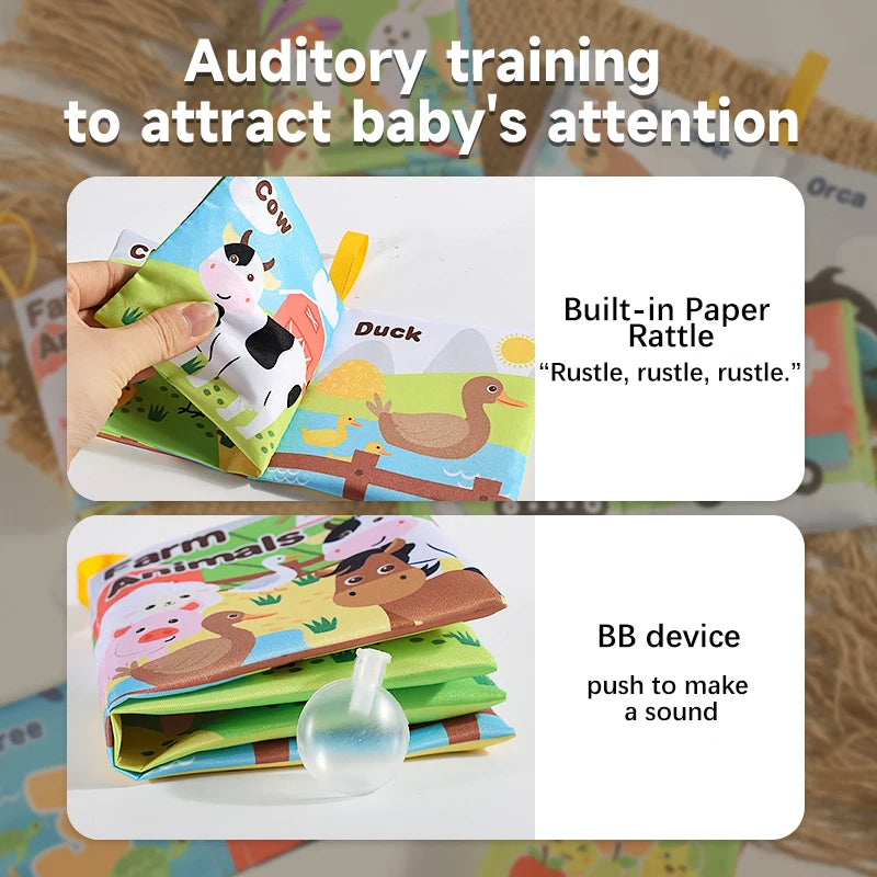 Baby Soft Cloth Book – Sensory Learning Toy for Newborns & Babies 0–12 Months