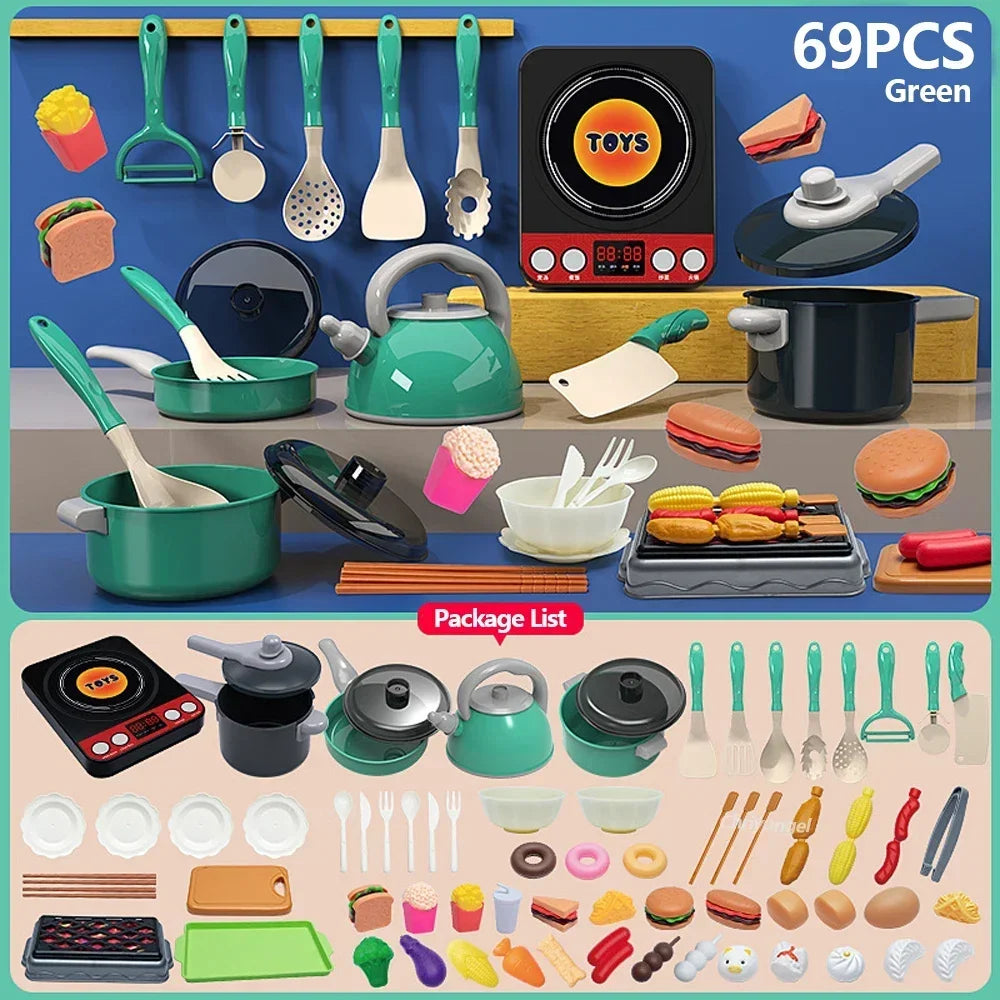 Kids Kitchen Toys Set 59/69/92 PCS | Pretend Cooking Playset for Toddlers
