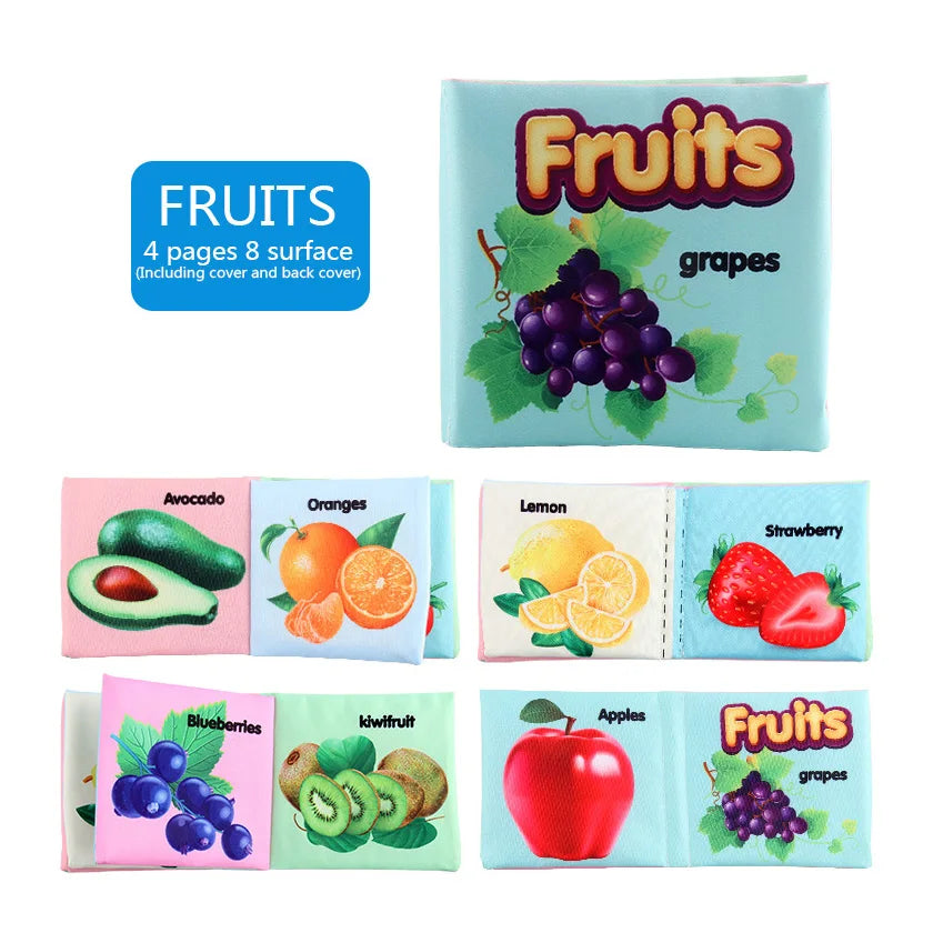 Baby Cloth Book – Early Educational Toy for Toddlers 12–72 Months | Fruits, Animals, Numbers & Food
