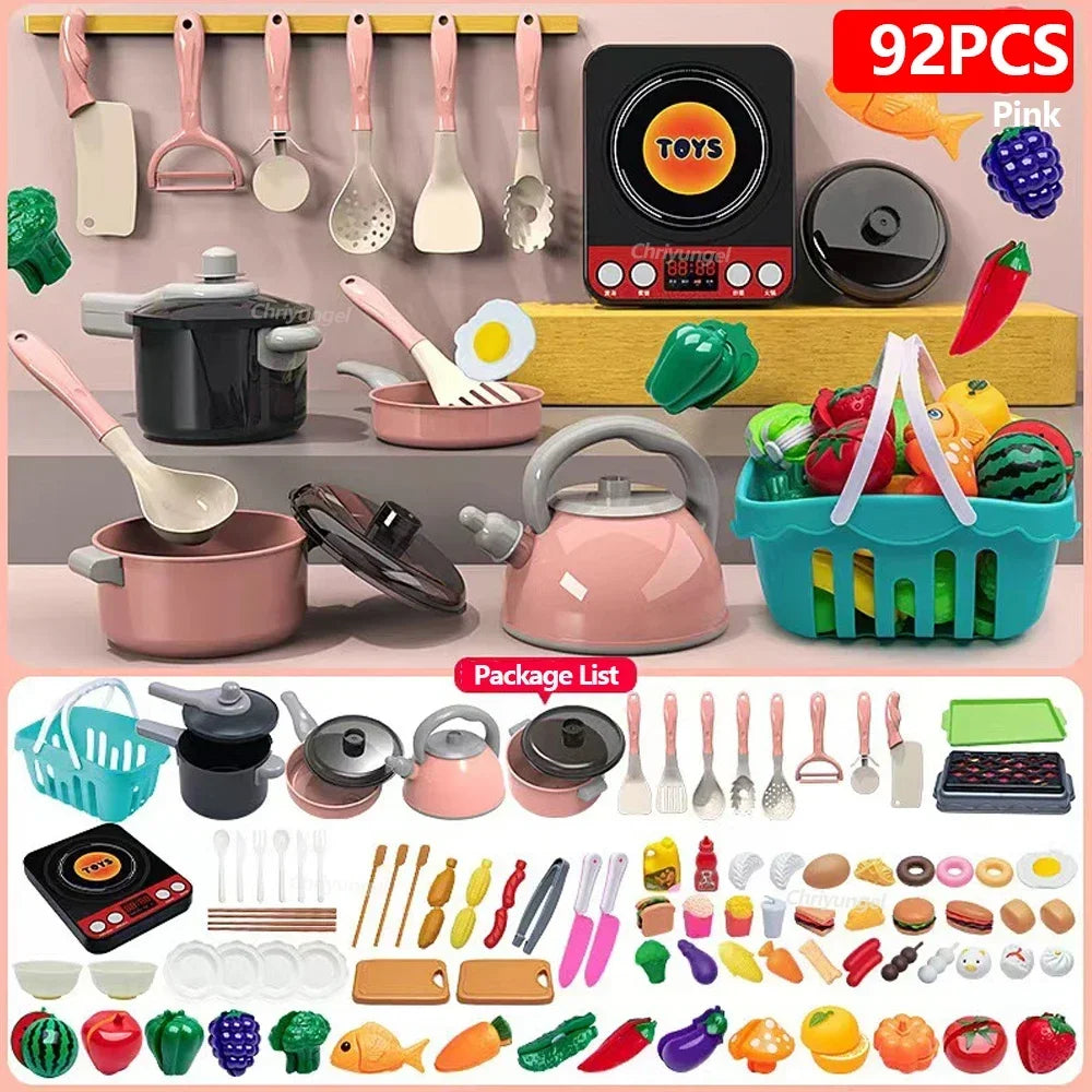 Kids Kitchen Toys Set 59/69/92 PCS | Pretend Cooking Playset for Toddlers