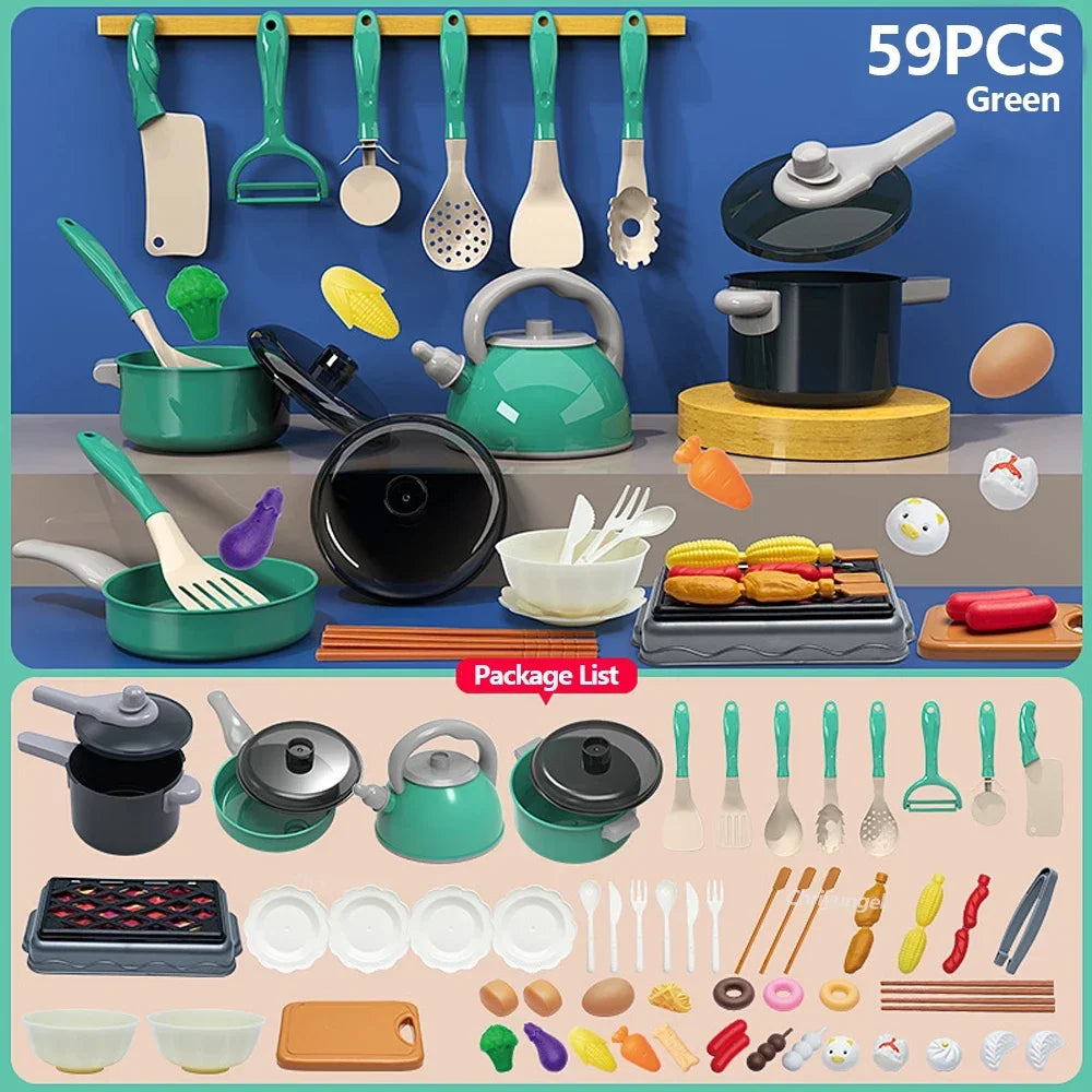 Kids Kitchen Toys Set 59/69/92 PCS | Pretend Cooking Playset for Toddlers