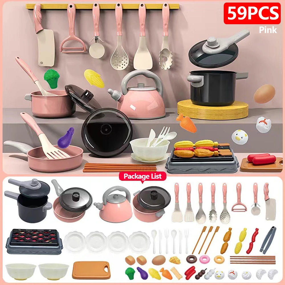 Kids Kitchen Toys Set 59/69/92 PCS | Pretend Cooking Playset for Toddlers