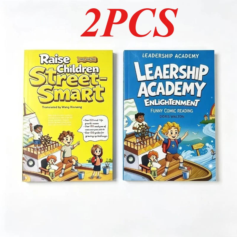 2-Book Set: Street Smart + Leadership Comic Books for Kids – English Parent-Child Educational Reading