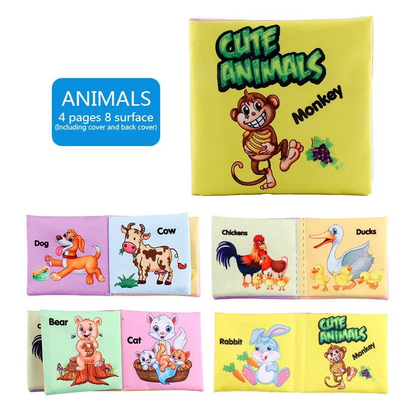 Baby Cloth Book – Early Educational Toy for Toddlers 12–72 Months | Fruits, Animals, Numbers & Food