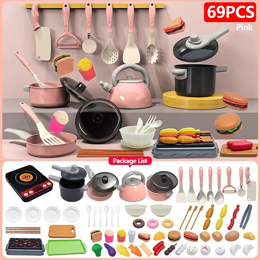 Kids Kitchen Toys Set 59/69/92 PCS | Pretend Cooking Playset for Toddlers